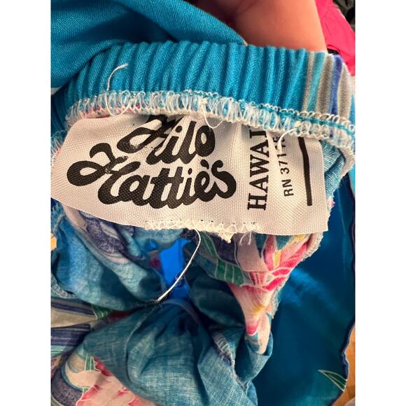 Vintage 1980s Blue Floral Hilo Hatties Ruffle Maxi Hawaiian Dress Size S - Picture 6 of 6